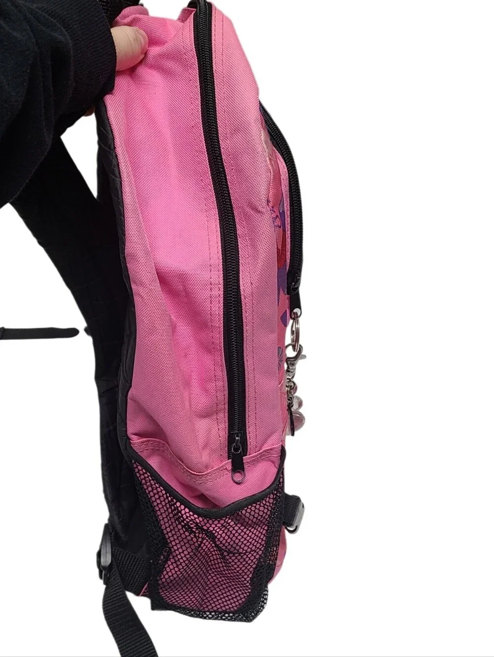 Girls Pink Butterfly Backpack Kids School Bag with Heart Charm & Clear Pocket